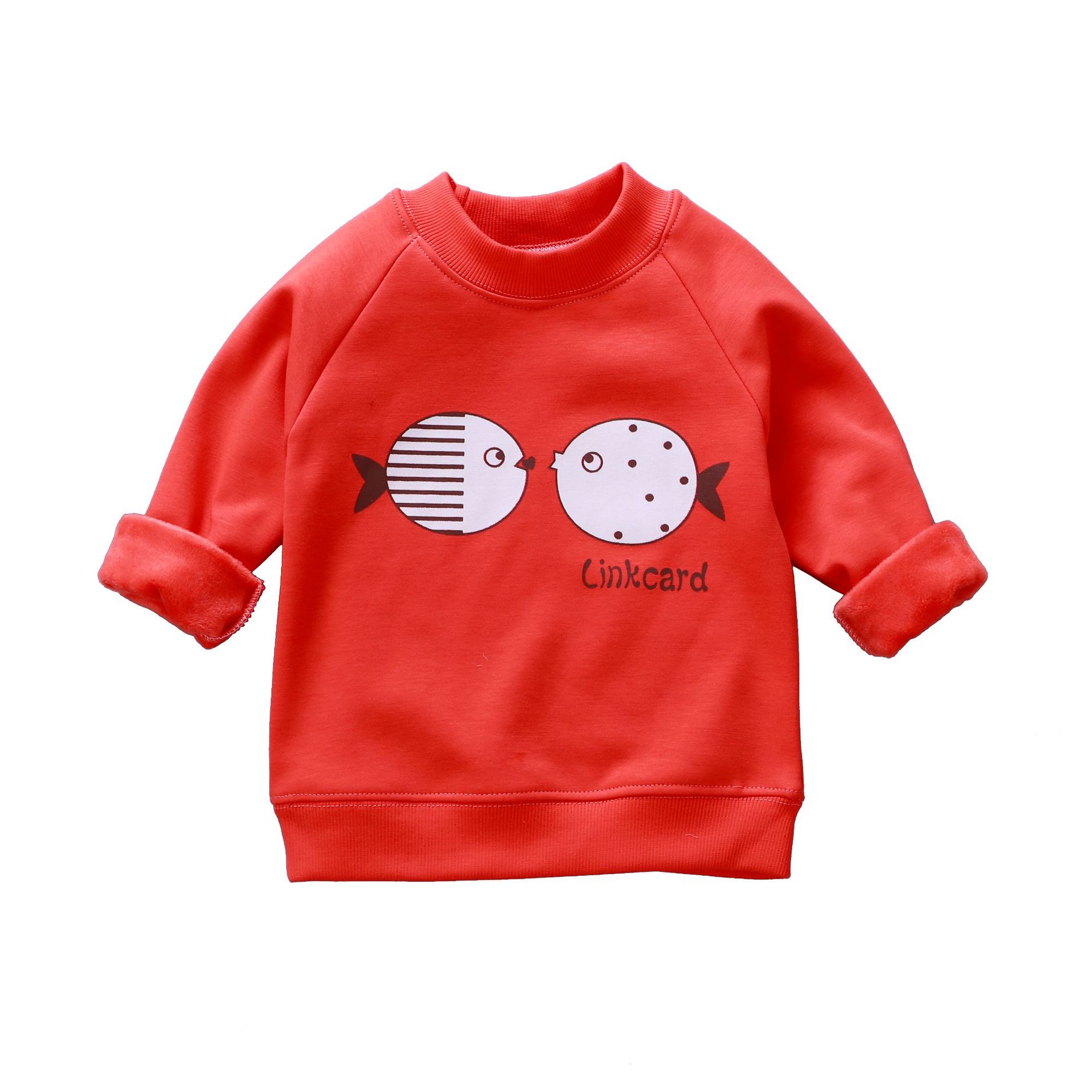 Children&#039;s Clothing Brushed Hoody New Children&#039;s Warm Hoodie Winter Korean Style Baby Clothes Pullover One Piece Dropshipping