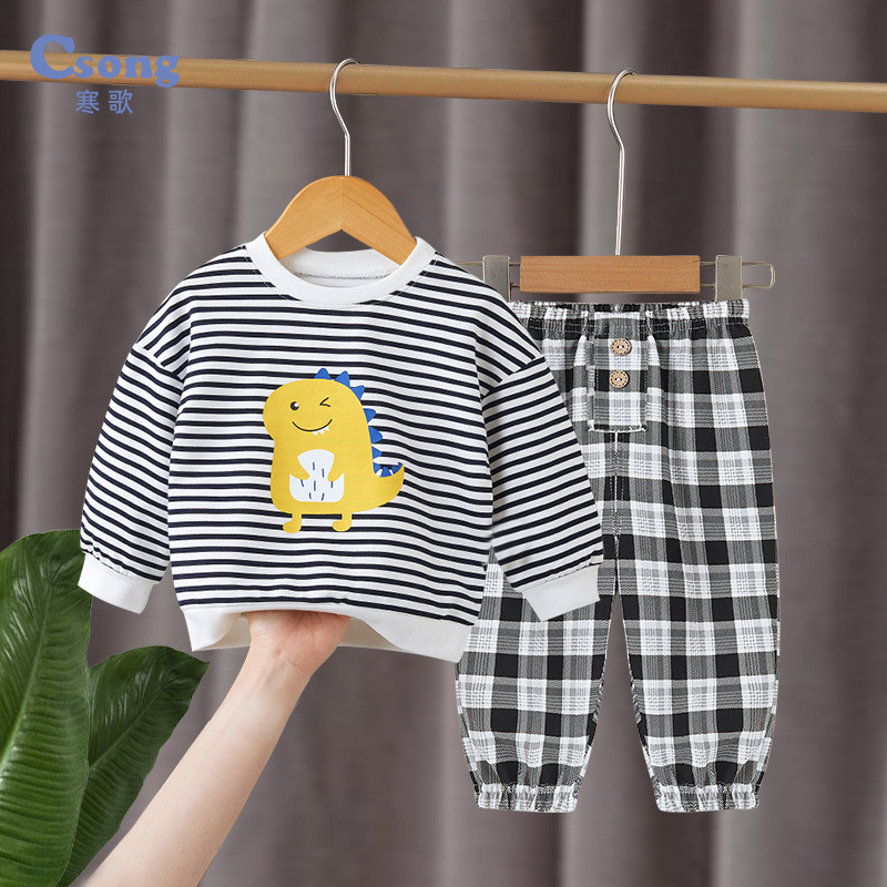 Children&#039;s Sweatshirt Suit Spring and Autumn Korean Style Fashionable Long Sleeve Sports Pants Boys&#039; Girls Outer Wear Baby Clothes Two-Piece Suit
