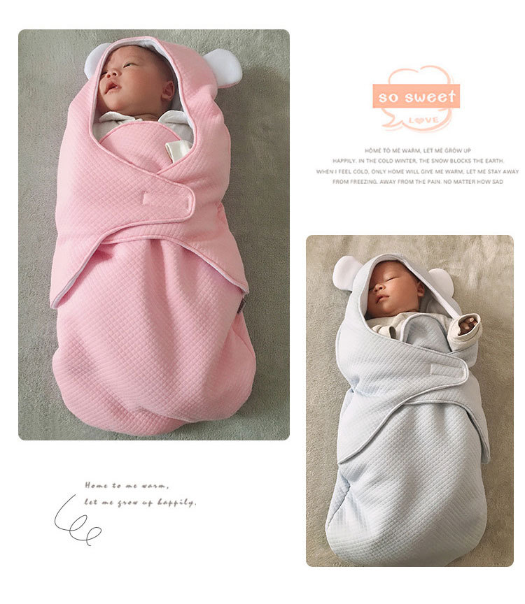 Baby Air Jacquard Cotton Anti-Startle Autumn and Winter Thickening Dual-Use Baby's Blanket Newborn Swaddling Quilt Baby's Blanket Keep Baby Warm Sleeping Bag