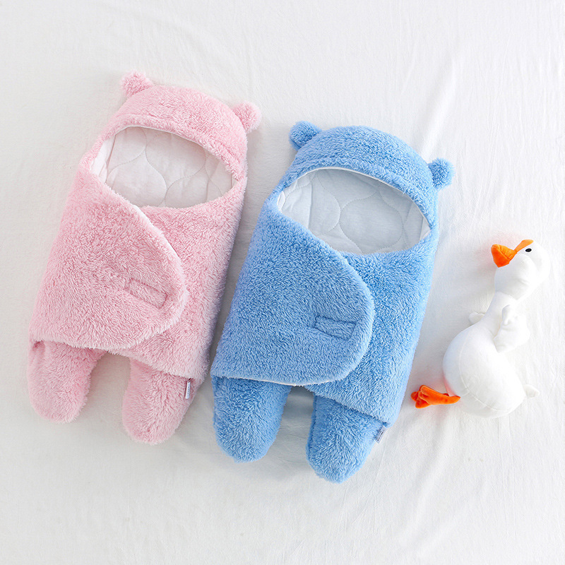 Baby Baby&#039;s Blanket Autumn and Winter Thick Lambskin Package Quilt Newborn Baby Anti-Shock Swaddling Baby Newborn Blanket Mother and Child