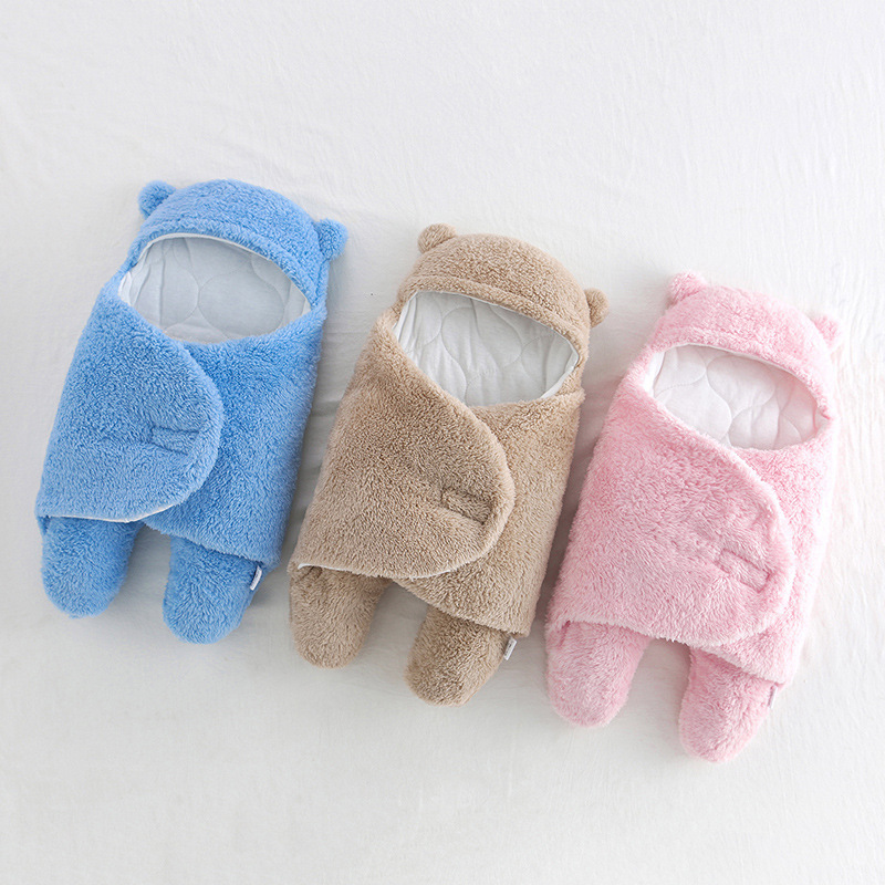 Baby Baby&#039;s Blanket Autumn and Winter Thick Lambskin Package Quilt Newborn Baby Anti-Shock Swaddling Baby Newborn Blanket Mother and Child