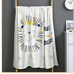 Pure Cotton Gauze Bath Towel Printed High Density Six-Layer Cartoon Wide Edge Children's Quilts Baby Baby's Blanket Cover Blanket Children Towel Quilt