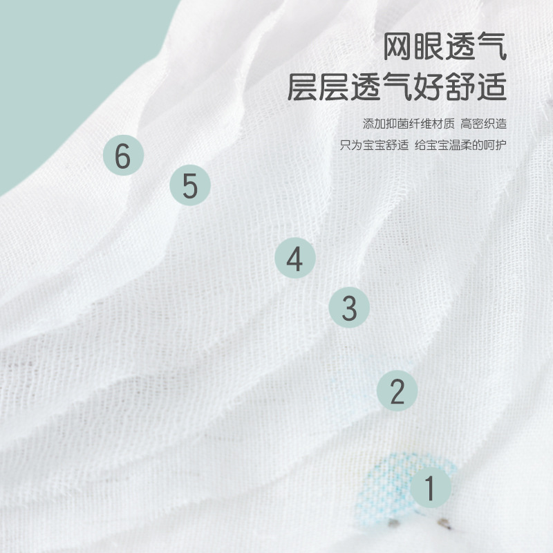 Pure Cotton Gauze Bath Towel Printed High Density Six-Layer Cartoon Wide Edge Children&#039;s Quilts Baby Baby&#039;s Blanket Cover Blanket Children Towel Quilt