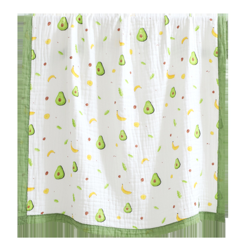 Pure Cotton Gauze Bath Towel Printed High Density Six-Layer Cartoon Wide Edge Children&#039;s Quilts Baby Baby&#039;s Blanket Cover Blanket Children Towel Quilt