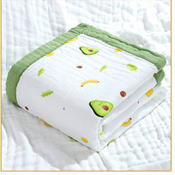 Pure Cotton Gauze Bath Towel Printed High Density Six-Layer Cartoon Wide Edge Children's Quilts Baby Baby's Blanket Cover Blanket Children Towel Quilt