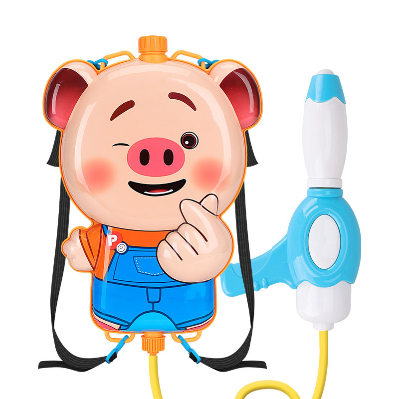 Yuan Le Bao mi pig beach water splashing children backpack water gun toy seaweed pig cartoon pull type backpack water gun