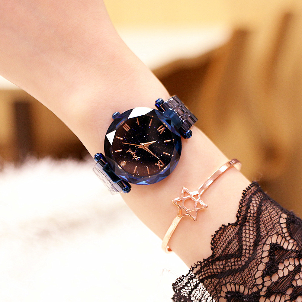 Retro Korean Type High-Profile Figure 2019 Counter Genuine Starry Sky Dial Rome Imported Movement Quartz Waterproof Bracelet Watch Retro Korean Type High-Profile Figure 2019 Counter Genuine Starry Sky Dial Rome Imported Movement Quartz Waterproof Bracelet Watch