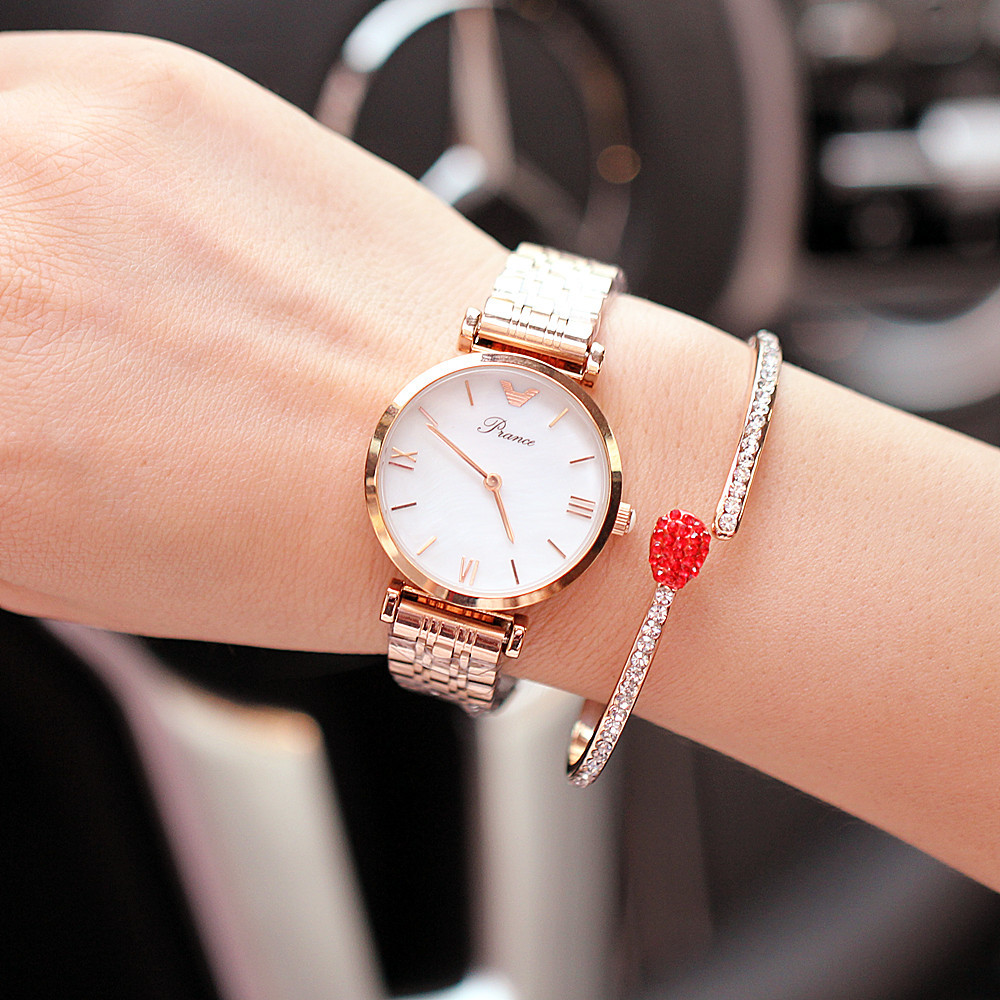 Factory Direct Sales Fashion Retro New Genuine Watch Women's Roman Steel Belt Imported Movement Waterproof Bracelet Watch
