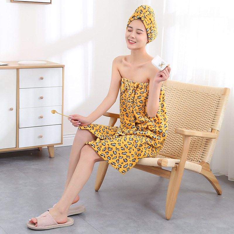 Wholesale Winter Ins New Leopard Print Hair-Drying Cap Absorbent Shampoo Towel Hair Drying Towel Girl Coral Fleece Shower Cap