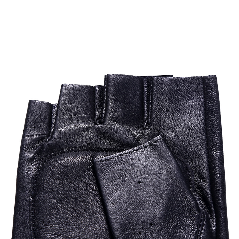 Leather Half Finger Gloves Men&#039;s Imported Sheepskin Open Finger Outdoor Riding Motorcycle Tactical Performance Dancing Gloves Wholesale