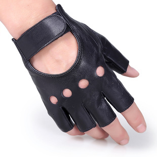 Leather Half Finger Gloves Men's Imported Sheepskin Open Finger Outdoor Riding Motorcycle Tactical Performance Dancing Gloves Wholesale Leather Half Finger Gloves Men's Imported Sheepskin Open Finger Outdoor Riding Motorcycle Tactical Performance Dancing Gloves Wholesale