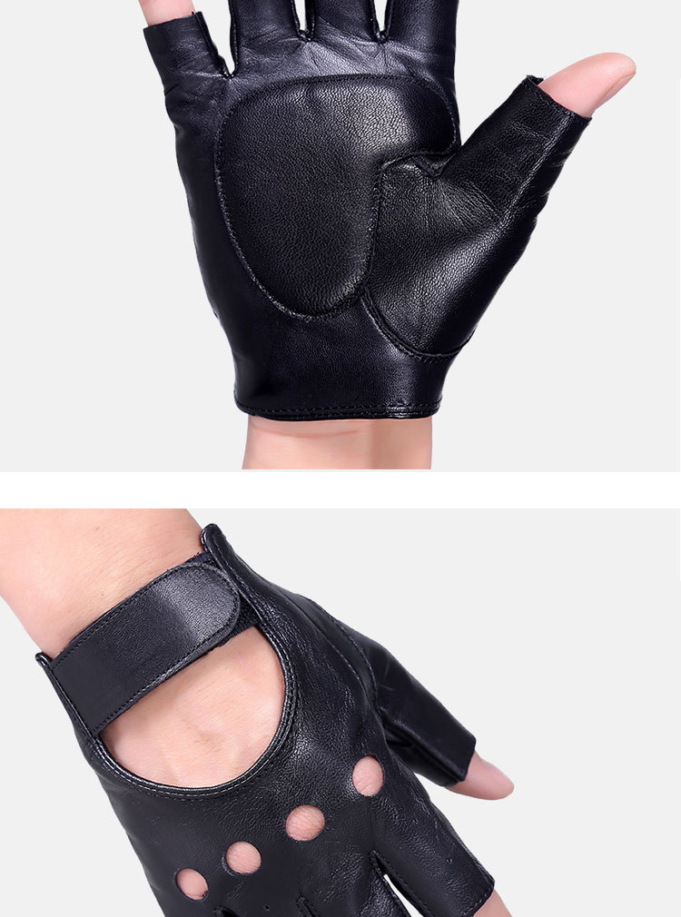 Leather Half Finger Gloves Men's Imported Sheepskin Open Finger Outdoor Riding Motorcycle Tactical Performance Dancing Gloves Wholesale Leather Half Finger Gloves Men's Imported Sheepskin Open Finger Outdoor Riding Motorcycle Tactical Performance Dancing Gloves Wholesale