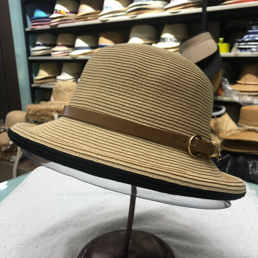 Japanese Imported Thin Braid Two-Color Flanging Sun Hat Women's Retro Foldable Basin Hat Sun Hat Casual Hat Face Small