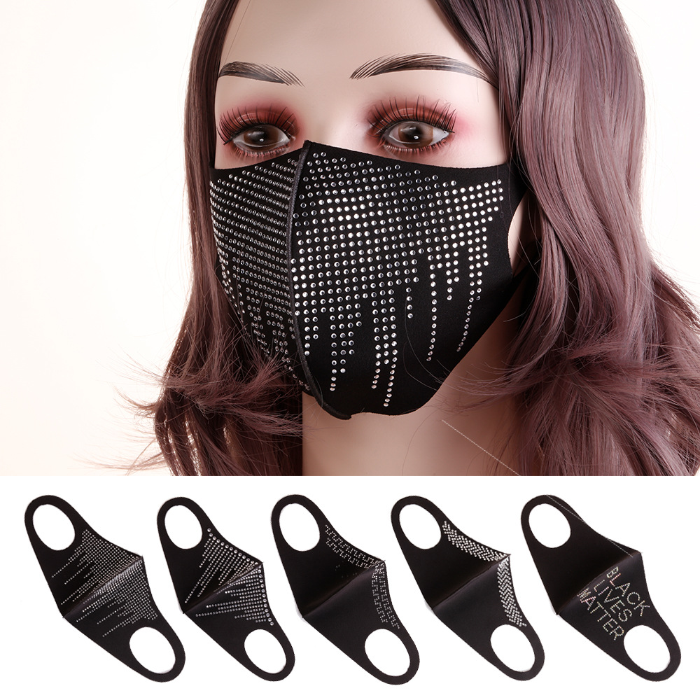Hot Drilling Starry Ice Silk Star Mask Fashion Warm Keeping Autumn and Winter Flower Three-Dimensional Cold-Proof Hot Drilling Women&#039;s Mask
