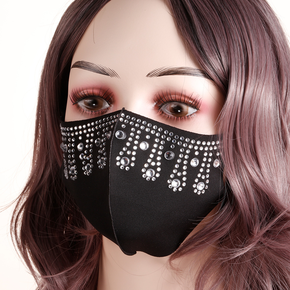 Hot Drilling Starry Ice Silk Star Mask Fashion Warm Keeping Autumn and Winter Flower Three-Dimensional Cold-Proof Hot Drilling Women's Mask