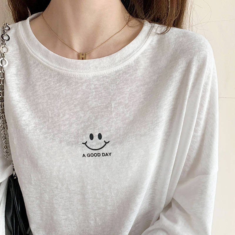 Sun Protection Clothing for Women 2021 New Ice Silk Summer Mask T-shirt for Women Long Sleeve Thin Korean Loose Korean Top Fashion