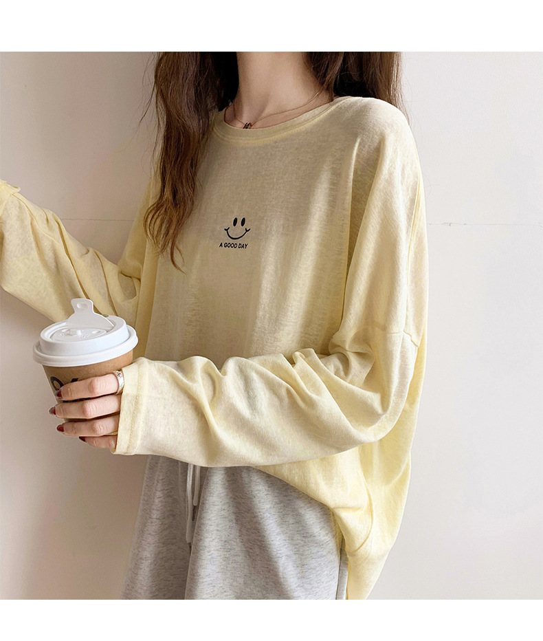 Sun Protection Clothing for Women 2021 New Ice Silk Summer Mask T-shirt for Women Long Sleeve Thin Korean Loose Korean Top Fashion