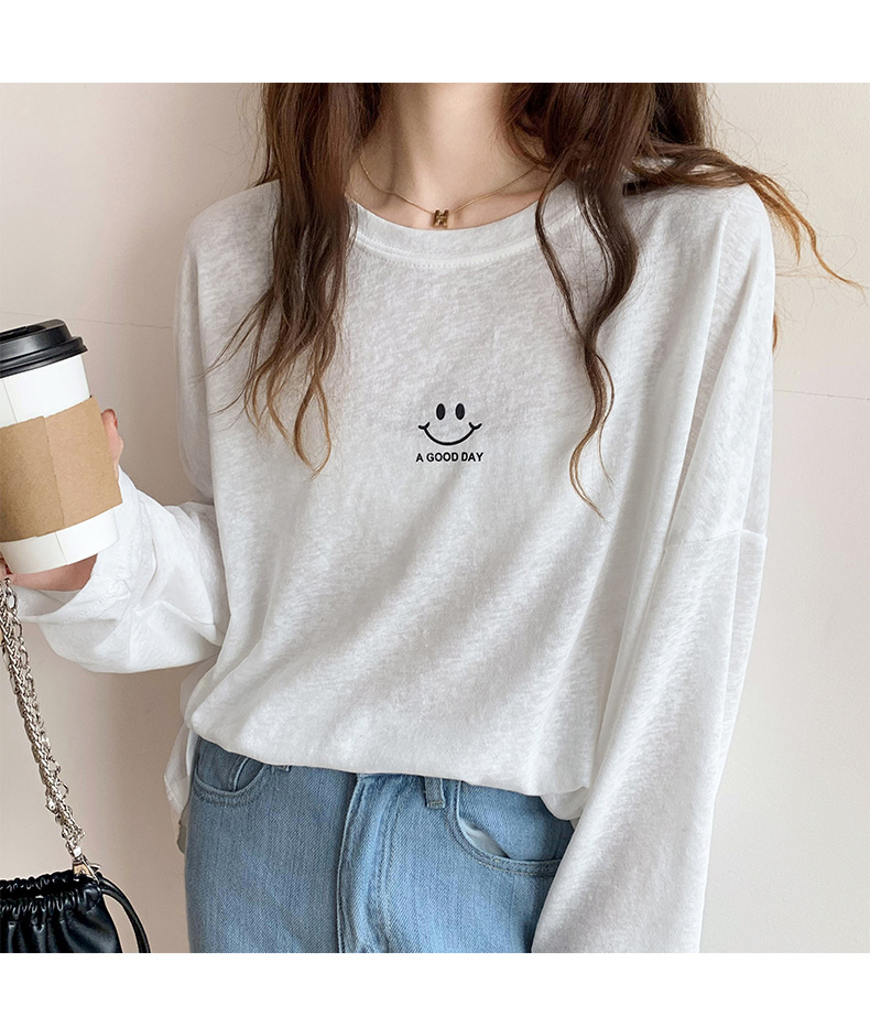 Sun Protection Clothing for Women 2021 New Ice Silk Summer Mask T-shirt for Women Long Sleeve Thin Korean Loose Korean Top Fashion