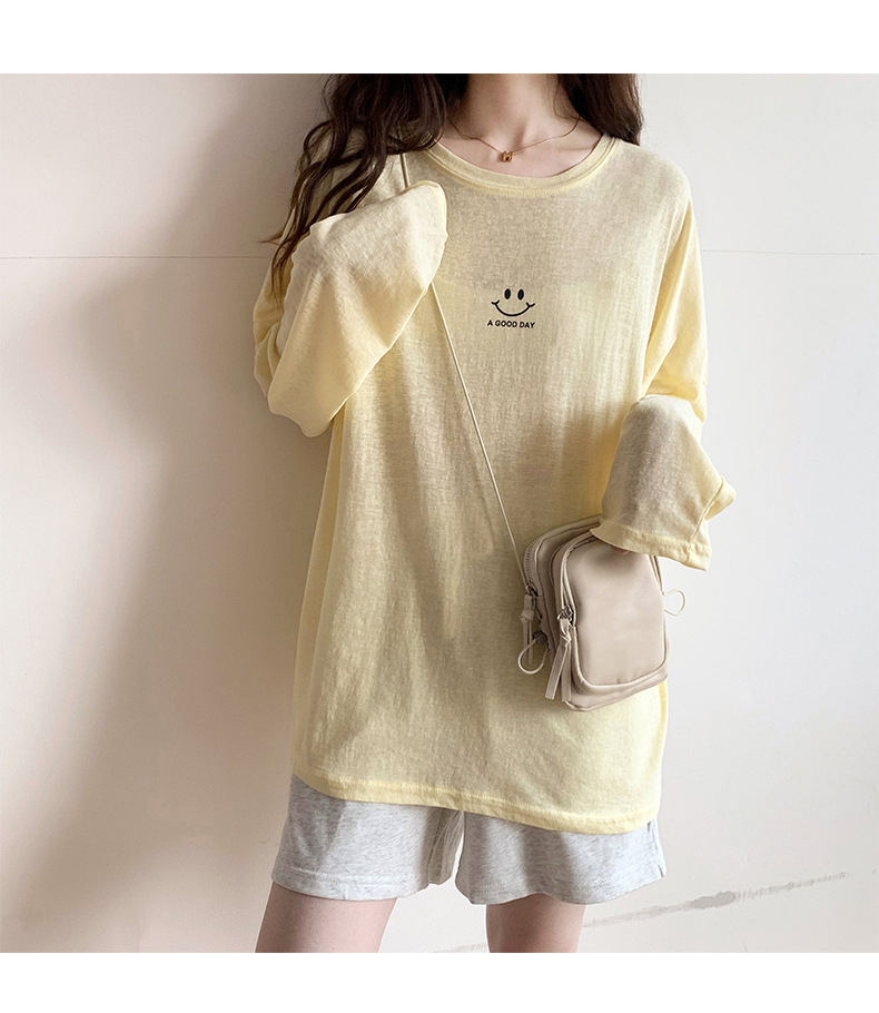 Sun Protection Clothing for Women 2021 New Ice Silk Summer Mask T-shirt for Women Long Sleeve Thin Korean Loose Korean Top Fashion