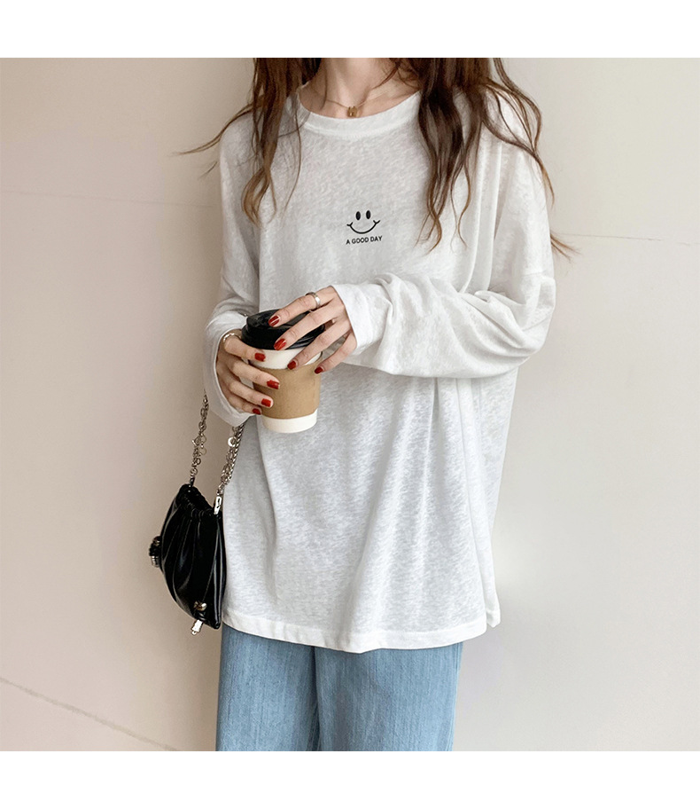 Sun Protection Clothing for Women 2021 New Ice Silk Summer Mask T-shirt for Women Long Sleeve Thin Korean Loose Korean Top Fashion