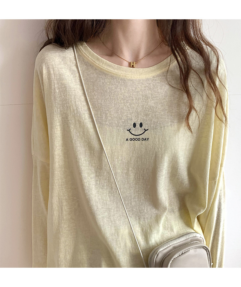 Sun Protection Clothing for Women 2021 New Ice Silk Summer Mask T-shirt for Women Long Sleeve Thin Korean Loose Korean Top Fashion