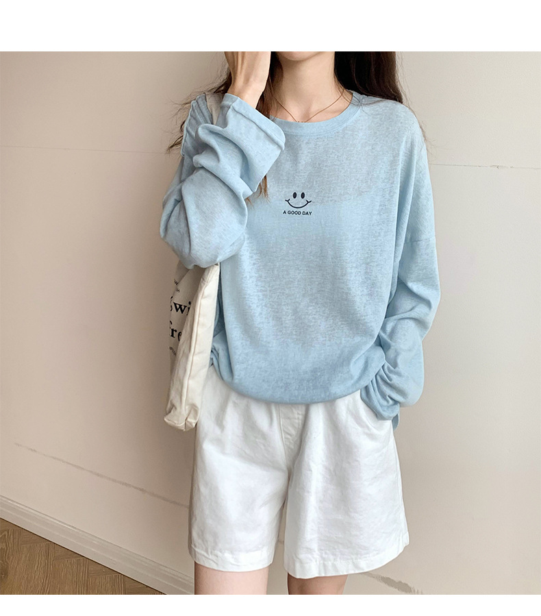 Sun Protection Clothing for Women 2021 New Ice Silk Summer Mask T-shirt for Women Long Sleeve Thin Korean Loose Korean Top Fashion