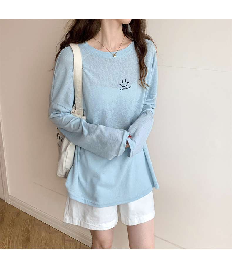 Sun Protection Clothing for Women 2021 New Ice Silk Summer Mask T-shirt for Women Long Sleeve Thin Korean Loose Korean Top Fashion