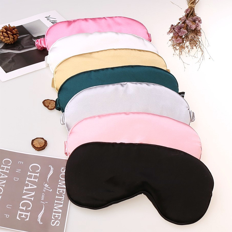 Artificial Silk Eye Mask Double-Sided Solid Color Natural Mulberry Silk Sleeping Eye Mask Can Be Customized Logo Lunch Break Shading Eye Shield