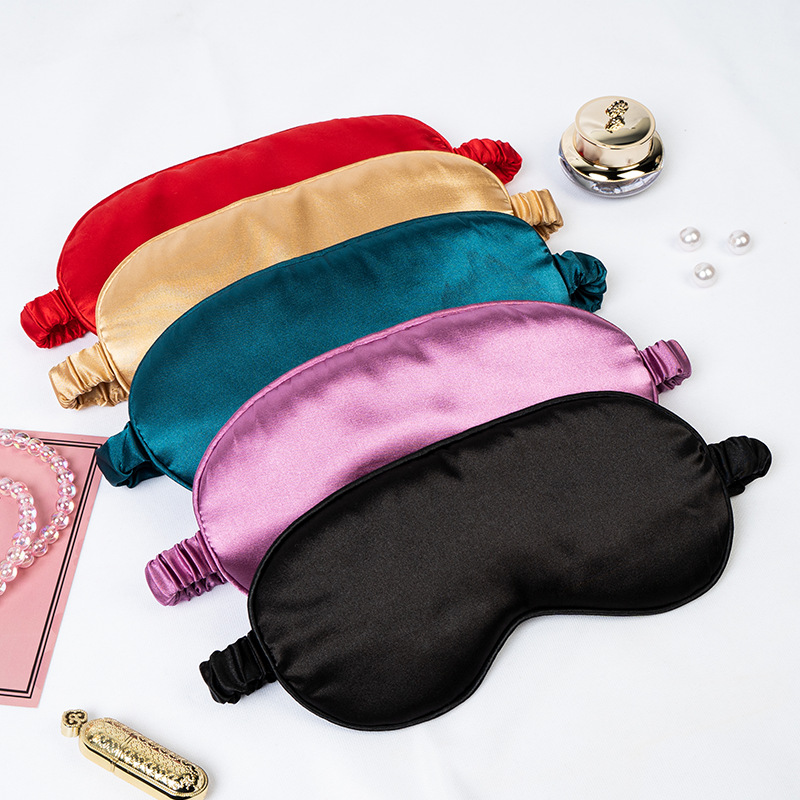 Artificial Silk Eye Mask Double-Sided Solid Color Natural Mulberry Silk Sleeping Eye Mask Can Be Customized Logo Lunch Break Shading Eye Shield