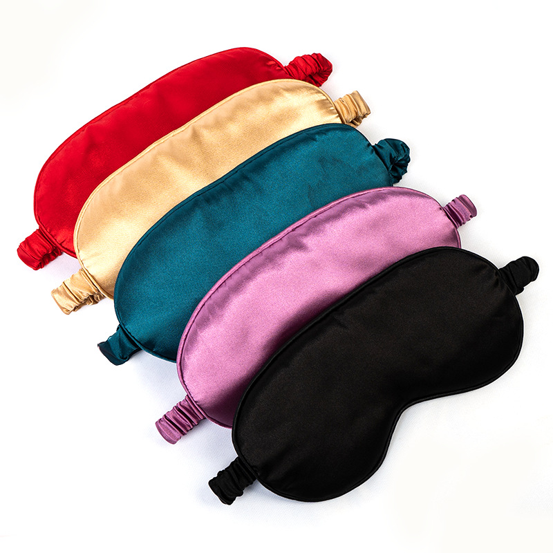 Artificial Silk Eye Mask Double-Sided Solid Color Natural Mulberry Silk Sleeping Eye Mask Can Be Customized Logo Lunch Break Shading Eye Shield