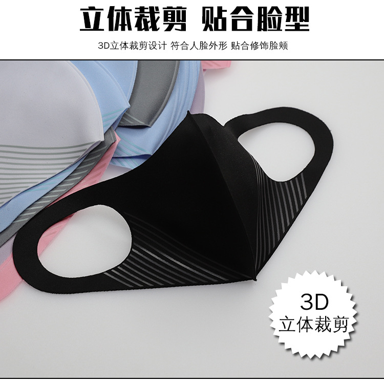 Printed Dust-Proof Cotton Mask Japanese and Korean Striped Ice Silk Mask Female Cross-Border Printed Logo Icon Washable Mask Male