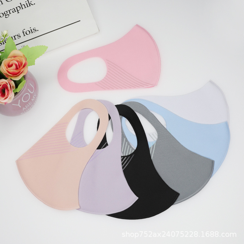 Printed Dust-Proof Cotton Mask Japanese and Korean Striped Ice Silk Mask Female Cross-Border Printed Logo Icon Washable Mask Male