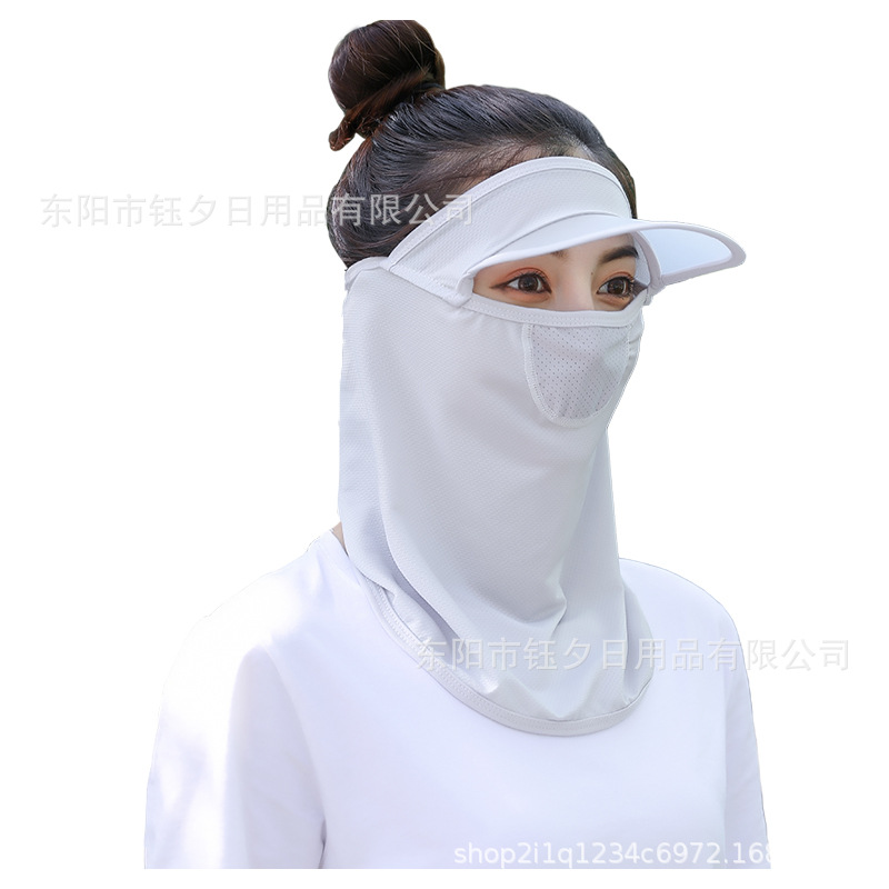 New Summer Sun Protection Mask Face Cover Brim Female Ice Silk Breathable Mesh Neck Protection Forehead Protection Sun Hat Brim Mask