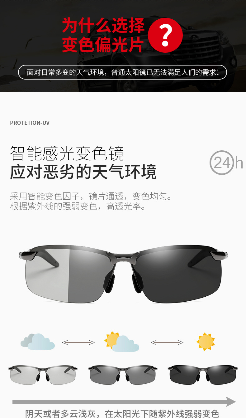 2021 3043 Polarized Sunglasses Men's Smart Color Changing Day and Night Dual-Purpose Sunglasses Driving Fishing Glasses 2021 3043 Polarized Sunglasses Men's Smart Color Changing Day and Night Dual-Purpose Sunglasses Driving Fishing Glasses