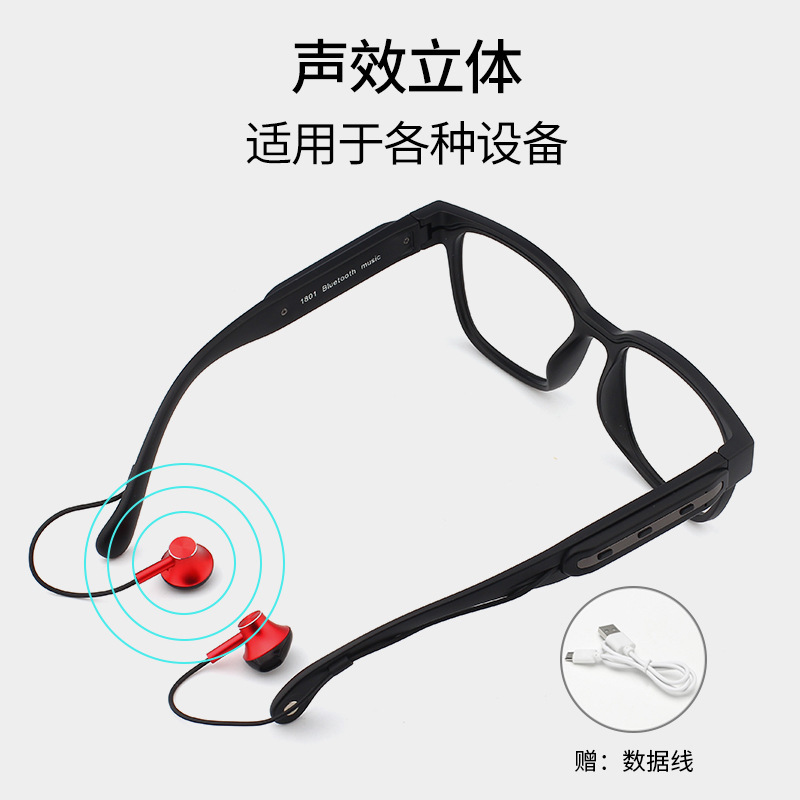Bone Conduction Glasses Bluetooth Headset for Bone Conduction 5.0 Smart Glasses Outdoor Sports Sunglasses TWS Ear-Mounted Glasses