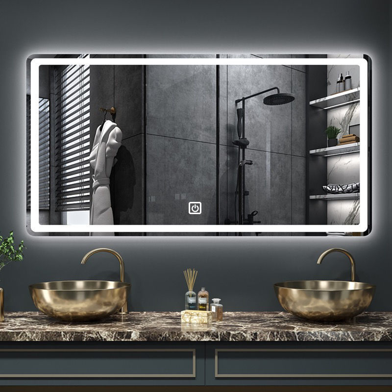 Hotel Engineering Smart Bathroom Square Mirror Touch Screen Fog Mirror Antifog Glasses Wall-Mounted Bathroom Led Mirror with Light