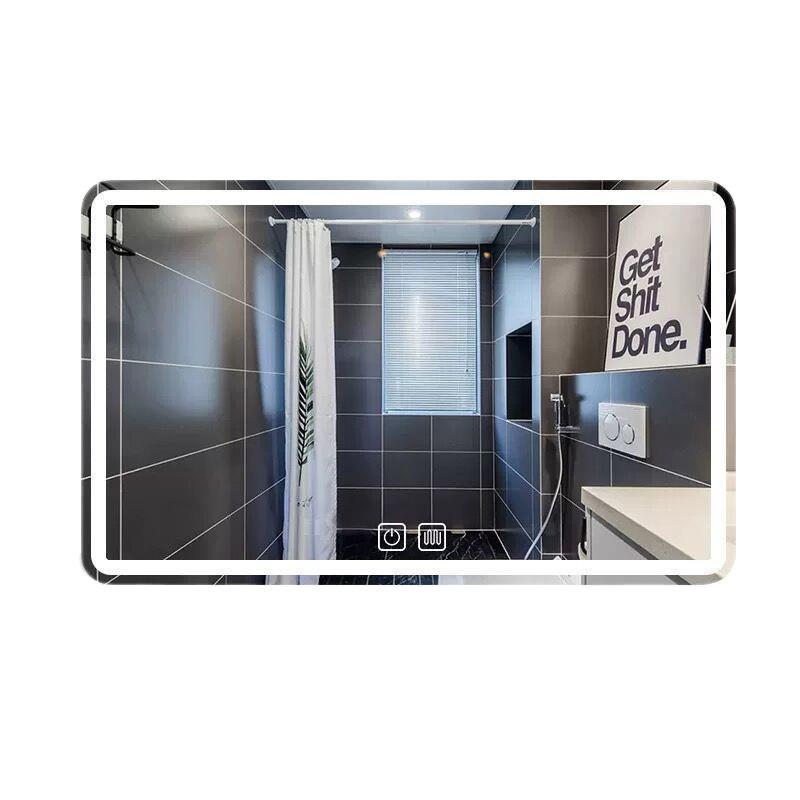 Hotel Engineering Smart Bathroom Square Mirror Touch Screen Fog Mirror Antifog Glasses Wall-Mounted Bathroom Led Mirror with Light