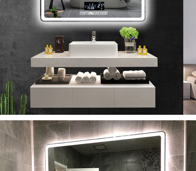 Hotel Engineering Smart Bathroom Square Mirror Touch Screen Fog Mirror Antifog Glasses Wall-Mounted Bathroom Led Mirror with Light Hotel Engineering Smart Bathroom Square Mirror Touch Screen Fog Mirror Antifog Glasses Wall-Mounted Bathroom Led Mirror with Light