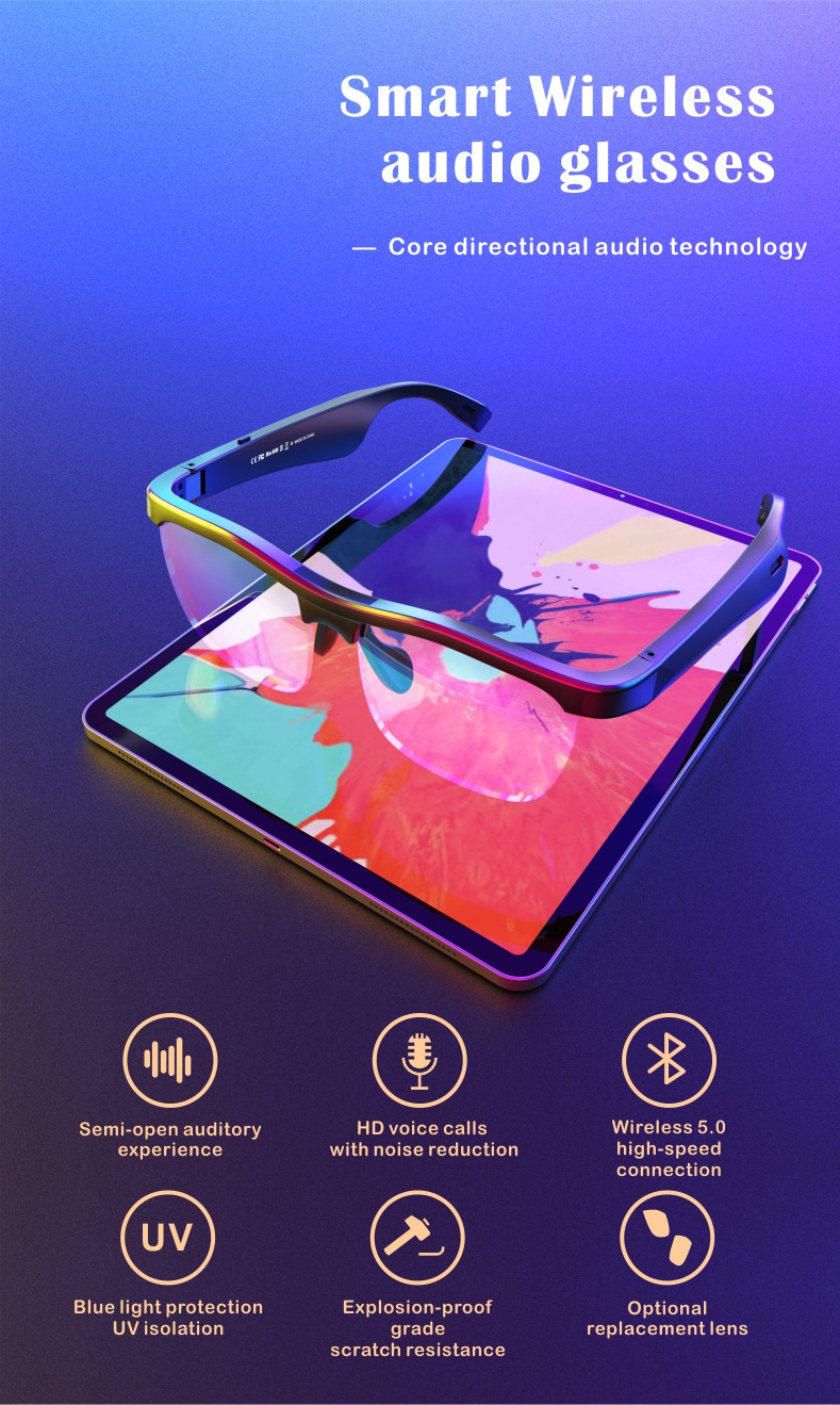 Cross-Border New Arrival J1 Bluetooth Glasses Black Technology Bone Conduction Stereo TWS Wireless Bluetooth Headset Smart Glasses Cross-Border New Arrival J1 Bluetooth Glasses Black Technology Bone Conduction Stereo TWS Wireless Bluetooth Headset Smart Glasses
