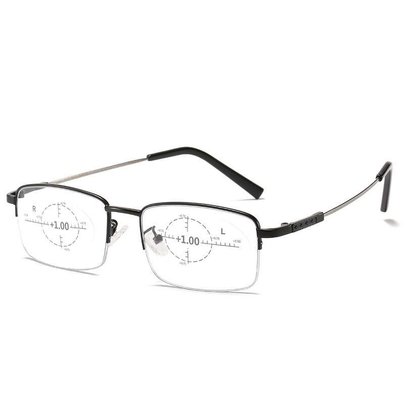 Smart Zoom Presbyopic Glasses Anti-Blue Light Multi-Focus Dual-Use Presbyopic Glasses Metal Reading Elderly Far-Sighted Glasses