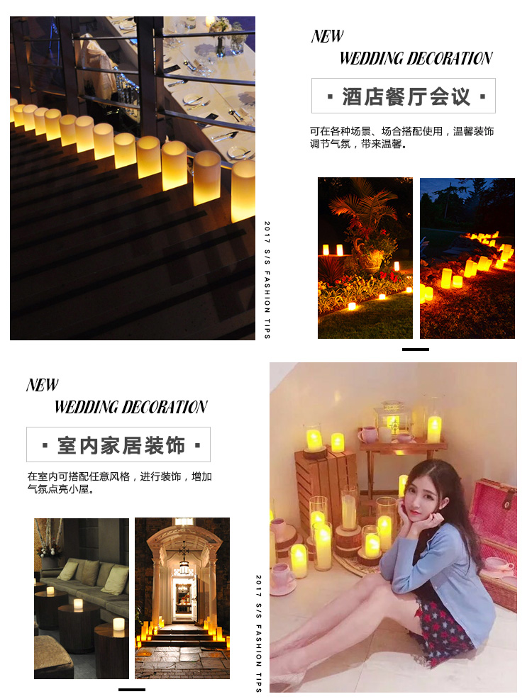 Electric Candle Lamp Swing Simulation Paraffin Remote Control Led Charging Romantic Wedding Confession Road Lead Buddhist Offering Candle Lamp