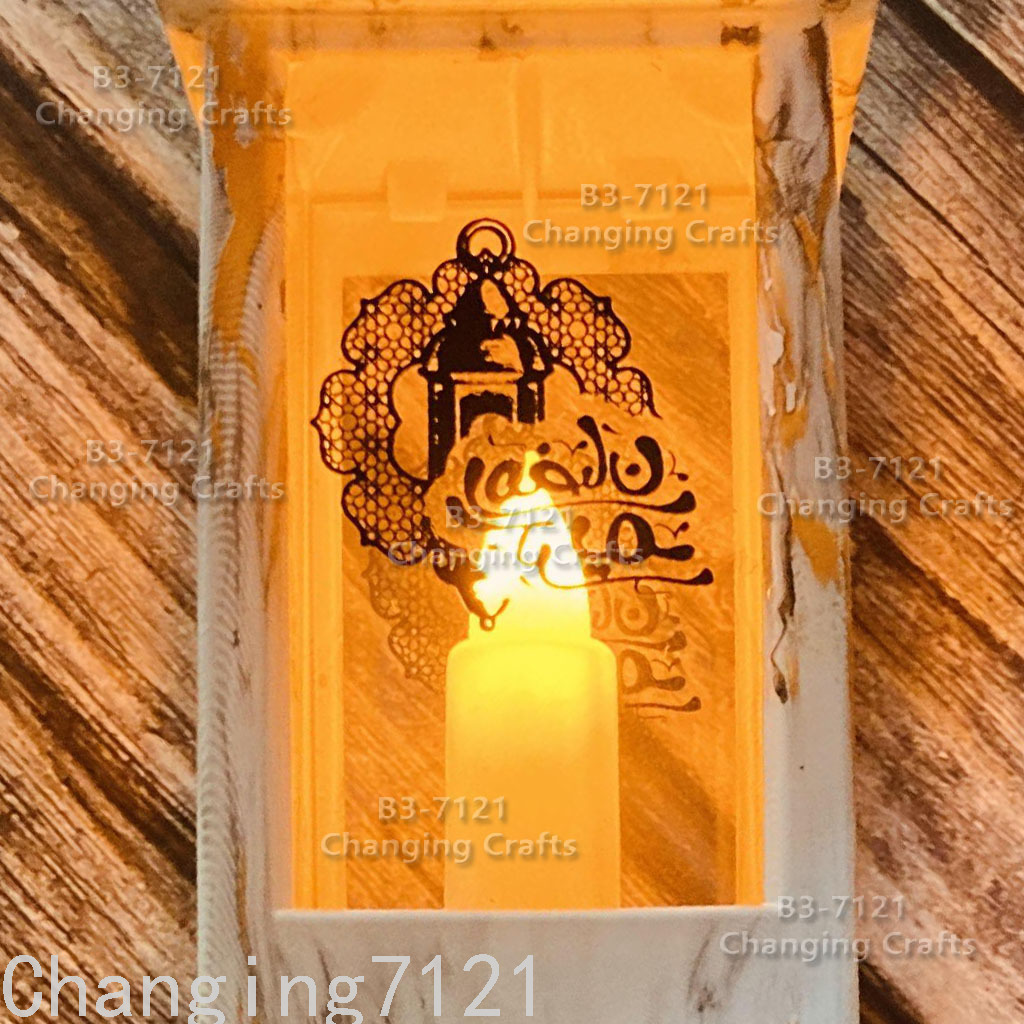 Ramadan Small Wind Lamp Plastic Glass Candle Holder Home Decoration Road Lead Barn Lantern Soft Decoration European Style Christmas Decoration