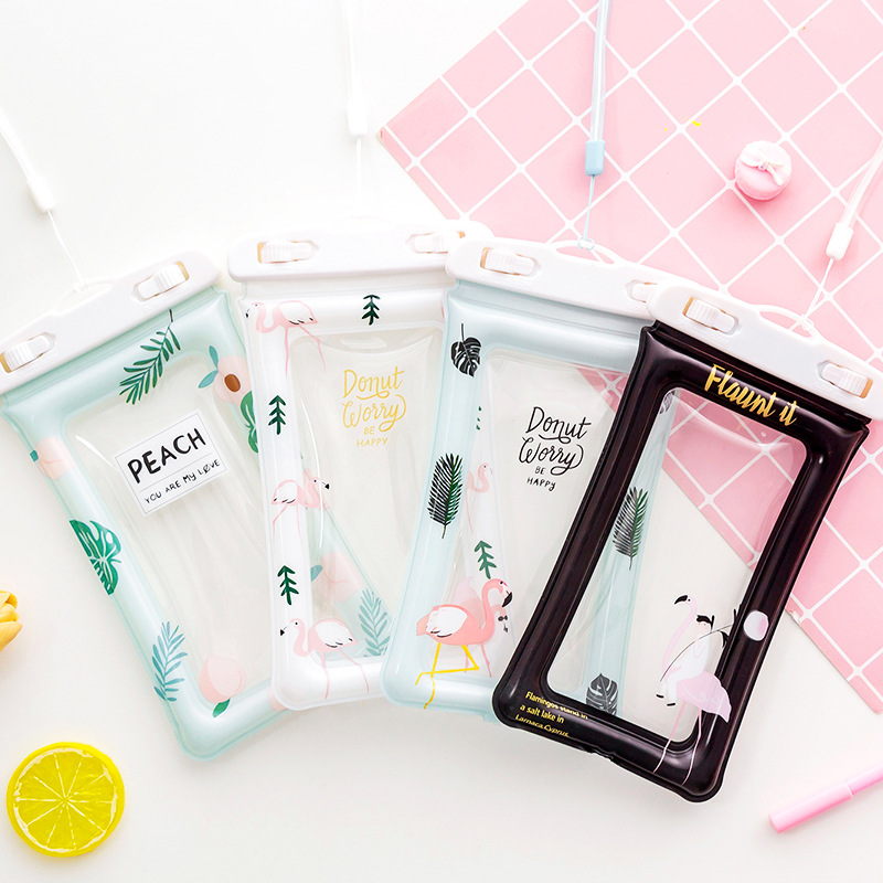 Large Cartoon Mobile Phone Waterproof Bag Can Be Touchscreen Swimming Diving Cover Rider Take-out Rainproof Shell Envelope Bag with Airbag