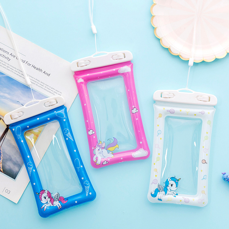 Large Cartoon Mobile Phone Waterproof Bag Can Be Touchscreen Swimming Diving Cover Rider Take-out Rainproof Shell Envelope Bag with Airbag