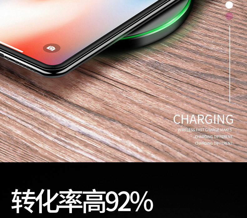 Ultra-thin wireless block charging QI round transmitter aluminum alloy wireless charger is suitable for iphone8 quick charging 9v Ultra-thin wireless block charging QI round transmitter aluminum alloy wireless charger is suitable for iphone8 quick charging 9v