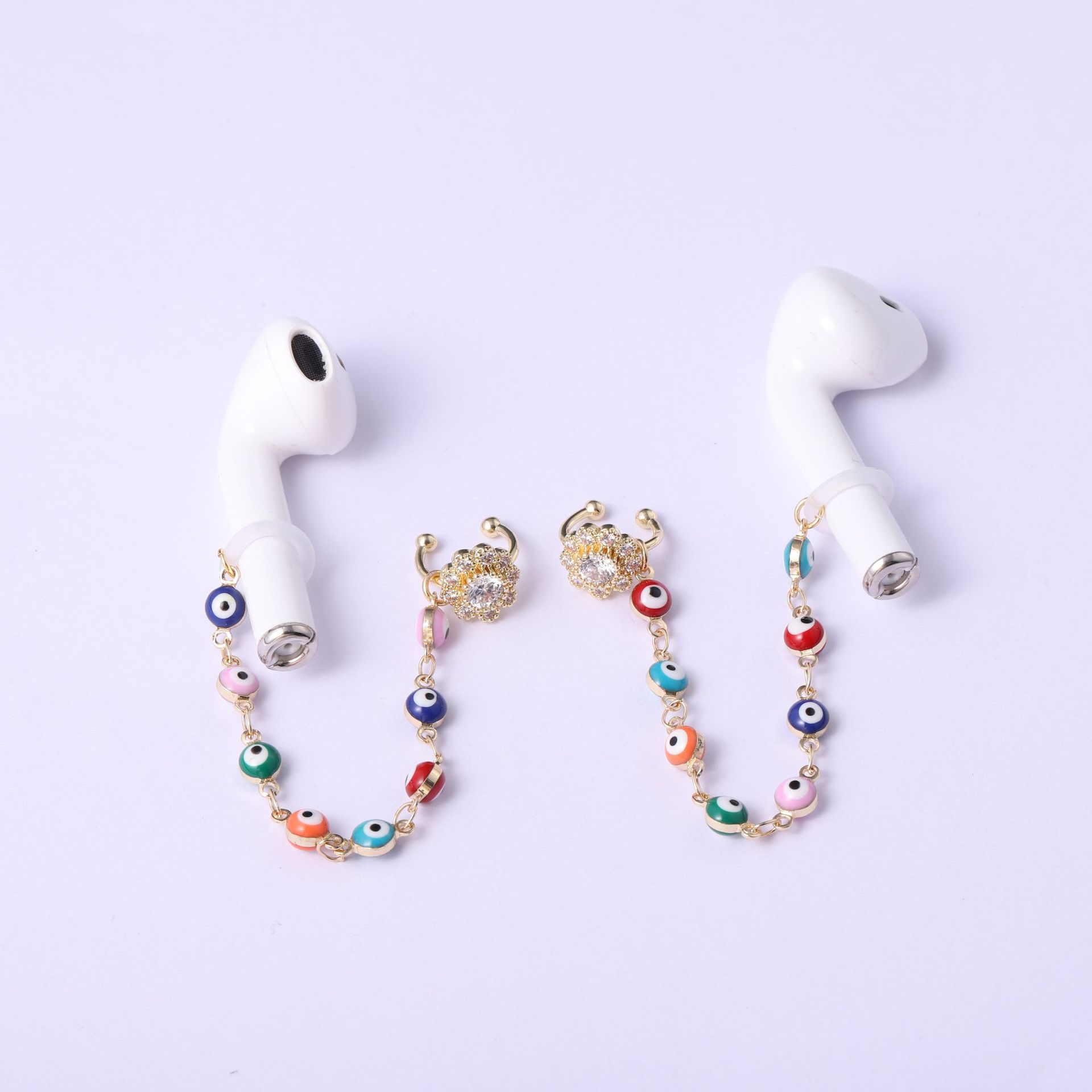 KJ Copper Inlaid Zirconium Earphone Anti-Lost Chain Ear Clip Female Cross-Border High-End and Fashionable Earrings Six-Pointed Star Earphone Anti-Lost Earrings