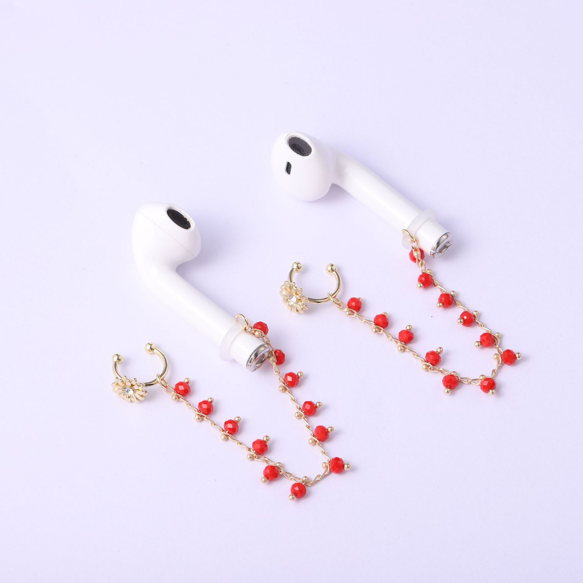 KJ Copper Inlaid Zirconium Earphone Anti-Lost Chain Ear Clip Female Cross-Border High-End and Fashionable Earrings Six-Pointed Star Earphone Anti-Lost Earrings
