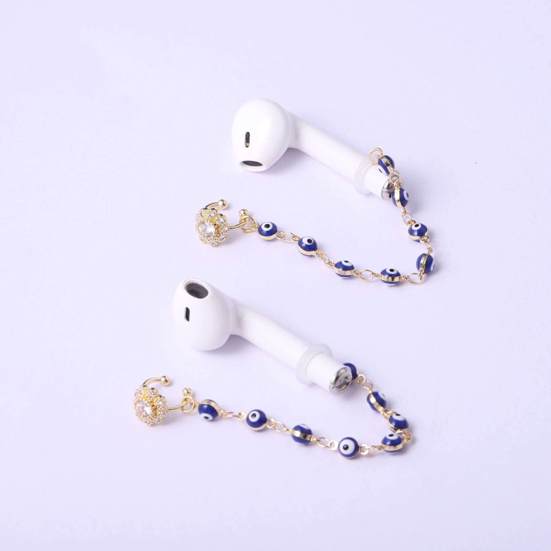 KJ Copper Inlaid Zirconium Earphone Anti-Lost Chain Ear Clip Female Cross-Border High-End and Fashionable Earrings Six-Pointed Star Earphone Anti-Lost Earrings
