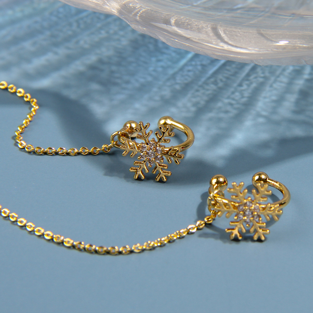 KJ Copper Inlaid Zirconium Earphone Anti-Lost Chain Ear Clip Female Cross-Border High-End and Fashionable Earrings Six-Pointed Star Earphone Anti-Lost Earrings