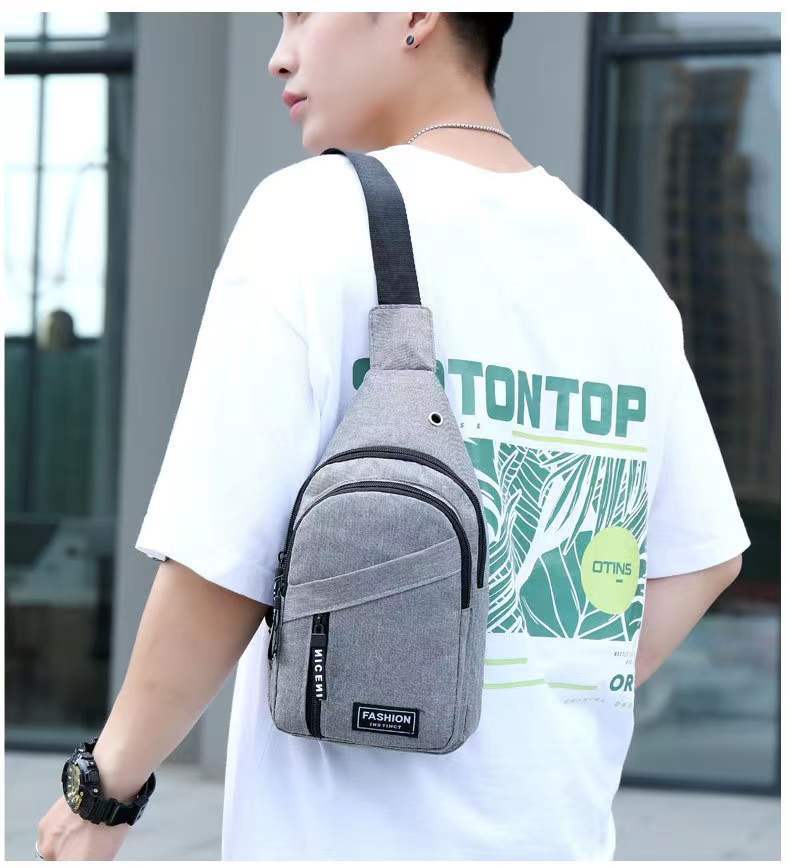Cross-Border Small Chest Bag Fashion Oxford Cloth Crossbody Shoulder Bag USB Earphone Hole Large Capacity Men's Chest Bag